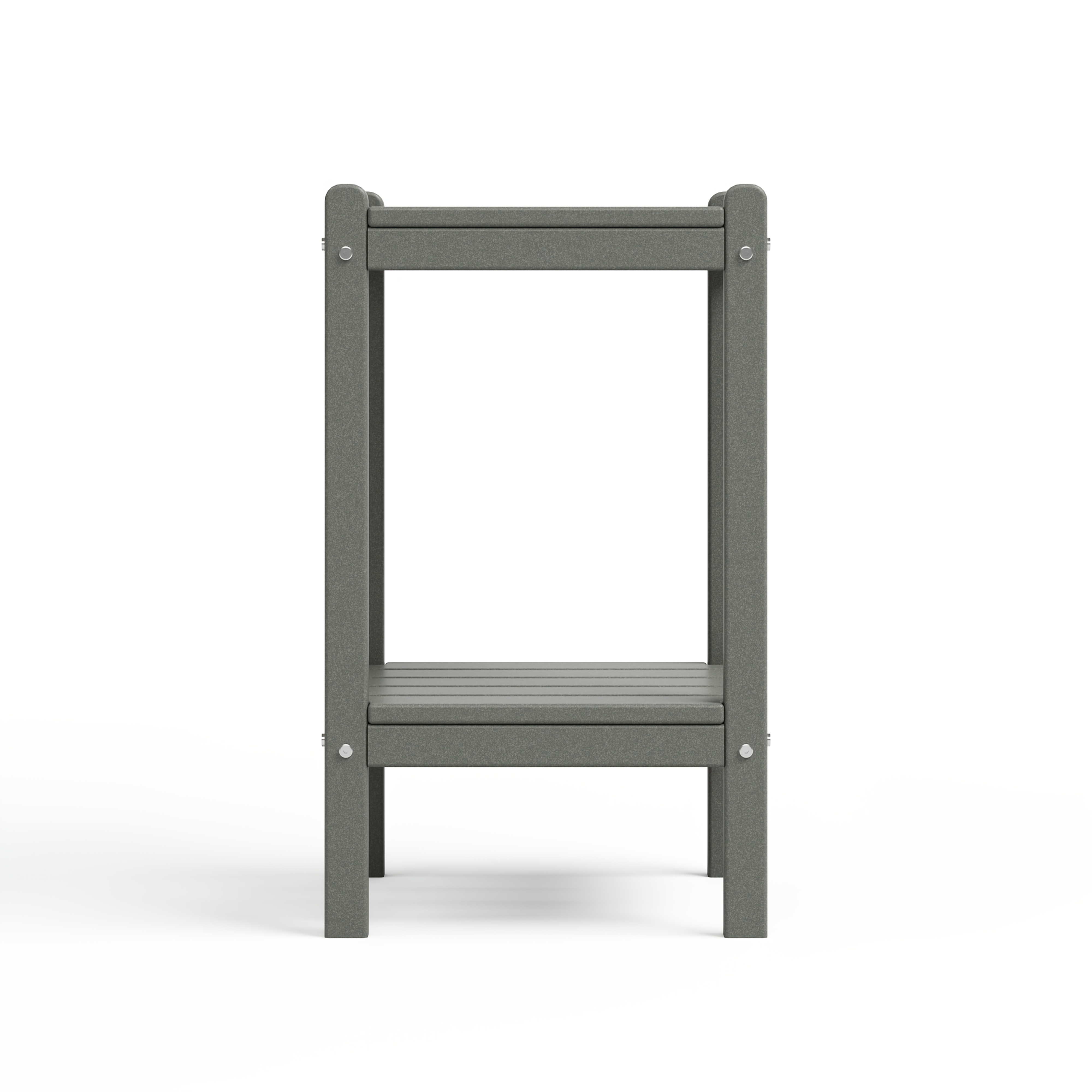 Outdoor HDPE Double-layer High Side Table, Leisure Side Table with Double-Layer Storage Design, Multifunctional Small Coffee Table, for Courtyard, Pool, Terrace And Balcony, Gray