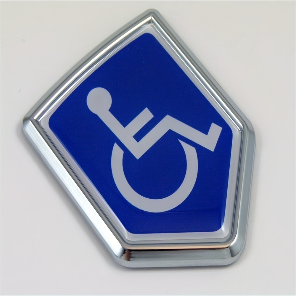 Handicapped Decal Car Motorcycle Chrome Emblem Shield Shape Sticker Badge Sign Bike Emblems