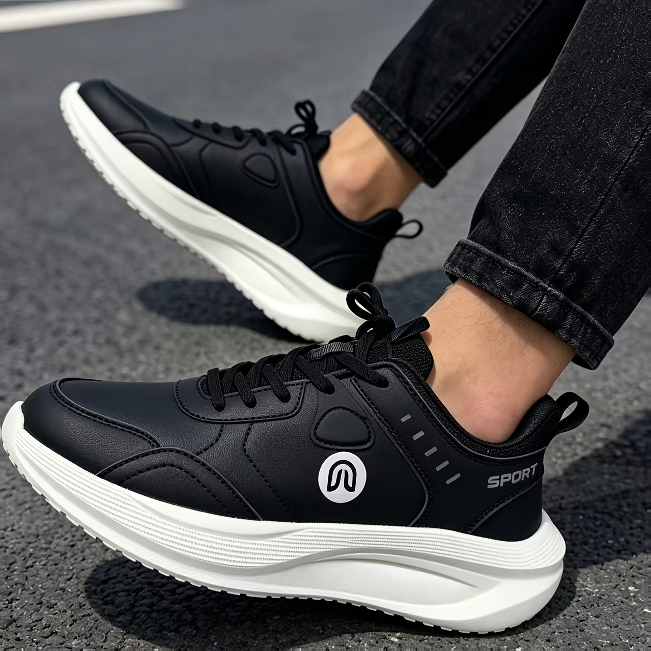 Men's Large Wide Width Sneakers with Thick Platform