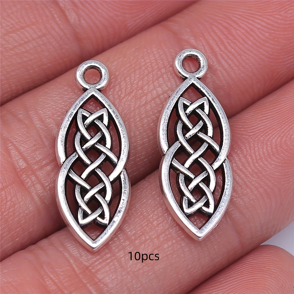 TEMU 10 Stück Vintage Irische Knoten-Anhänger, 10x26mm Zinklegierung Geometrische Anhänger für DIY Schmuckherstellung und Bastelarbeiten