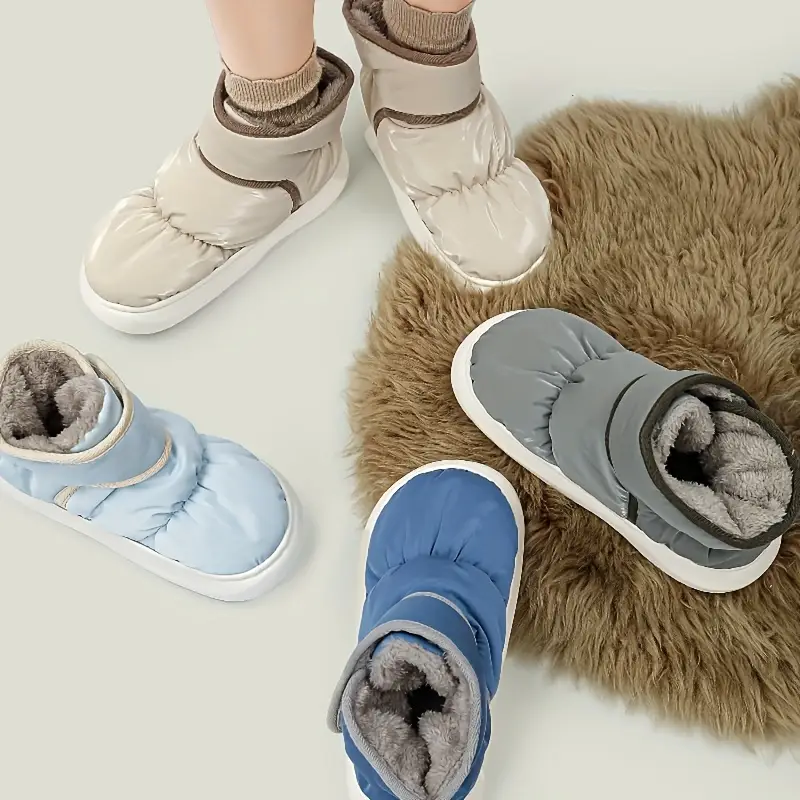 mens casual comfortable solid fleece boots non slip warm boots for autumn and winter details 2