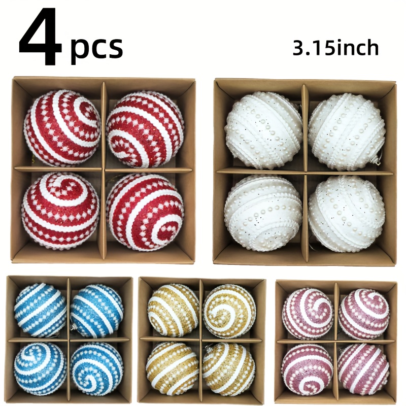 

Art Deco Christmas Tree Ornaments - 4 Piece Set Decorative Balls, Plastic Wall-mountable, Home Decor Theme For Seasonal Wall Hanging - Ideal For Festive, Wedding, Party Decorations Without Electricity