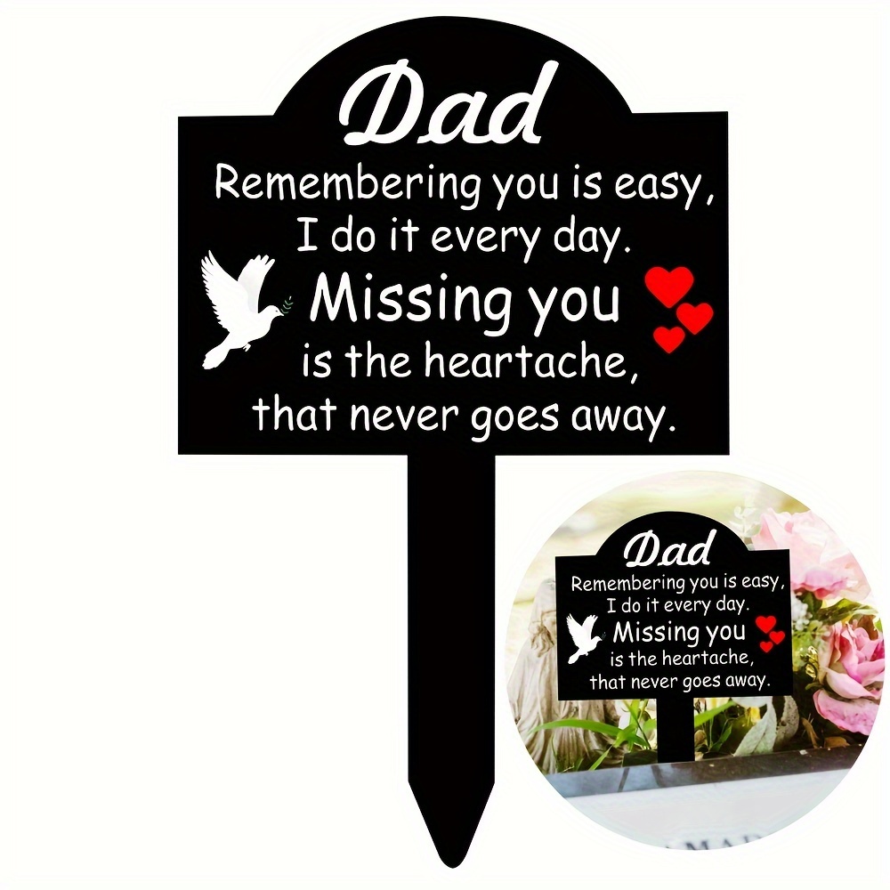 

1pc Classic Acrylic Dad , The Memorial Garden Stake, Waterproof Sympathy Marker, Outdoor Yard Decoration For Cemetery Graves, Thanksgiving Themed, No Battery Needed