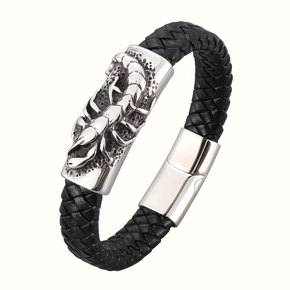 Image of 1pc Classic Bracelet For Men, A Domineering And Stylish Motorcycle Party Riding Commemorative Birthday Gift