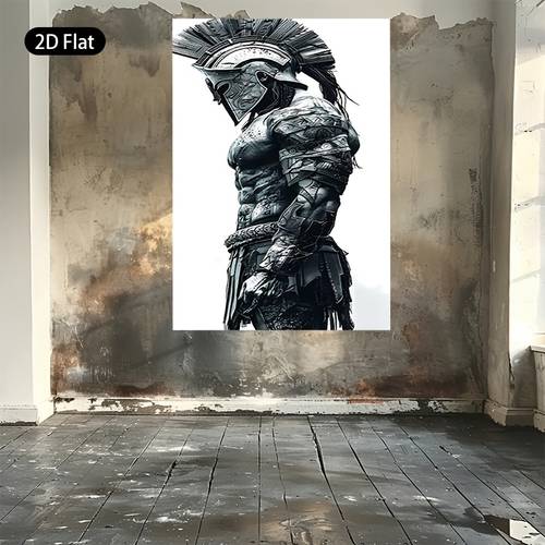 2d flat 1pc modern greek warrior wall vertical spartan suitable for living room bedroom office decor frameless canvas painting for theme minimalist vertical hanging for narrow spaces decoration