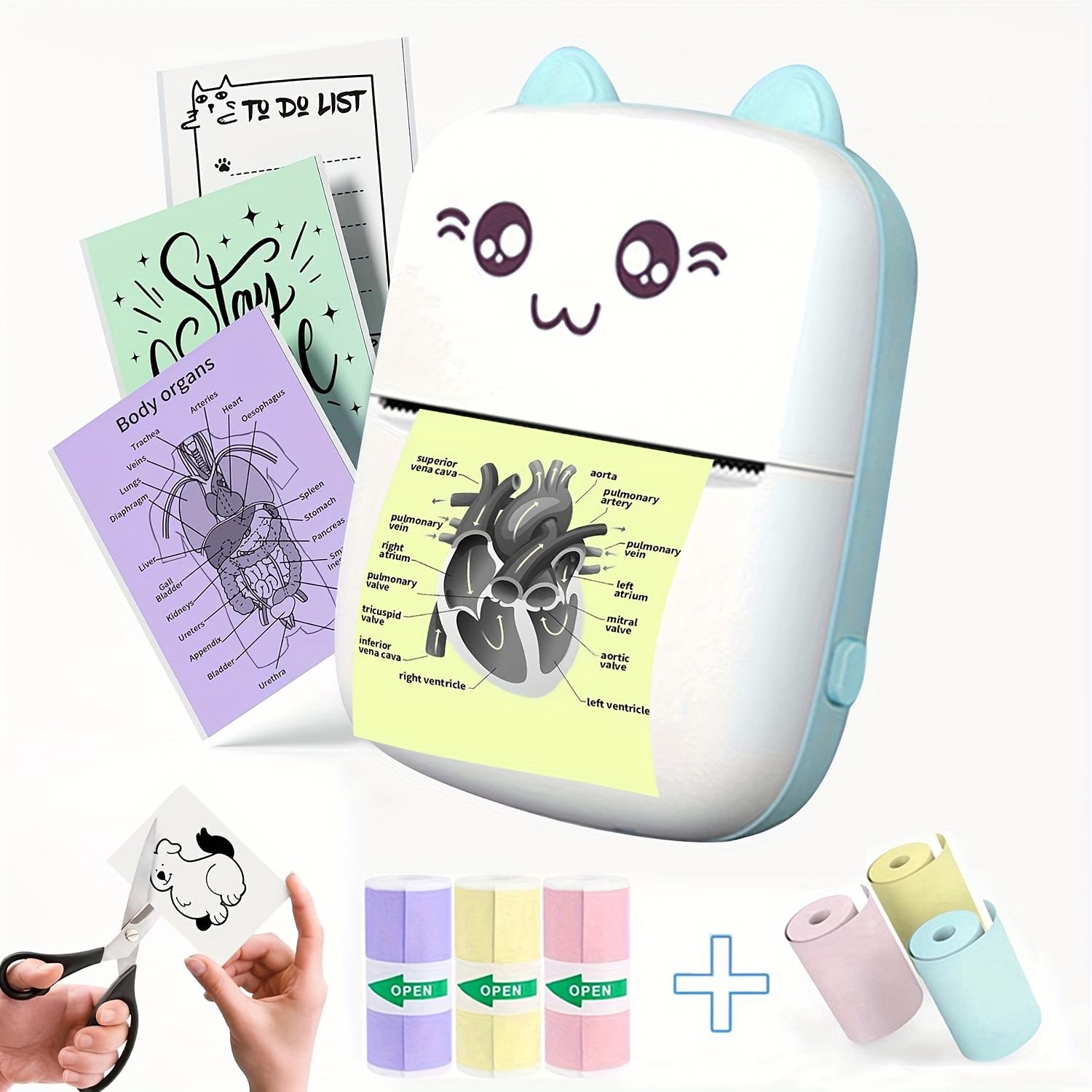 prijenosni bežični mini printer s bežičnom, usb i punjivom baterijom,   pastelni  , instant printanje putem aplikacije, kompatibilan s  /ios pametnim telefonima, tabletima, pametnim ekranima - kompaktni foto printer za dom,  , školu, putovanja, printanje samoljepljivih Pojedinosti o proizvodu 0
