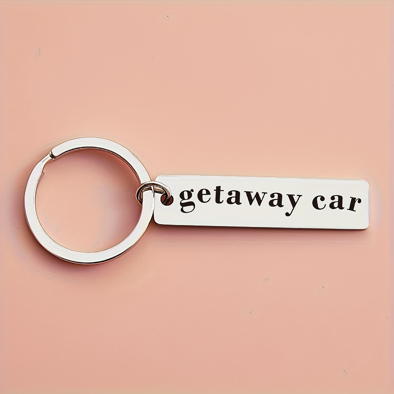 

1pc Steel Keychain ' Car' Engraving, Unique Keyring