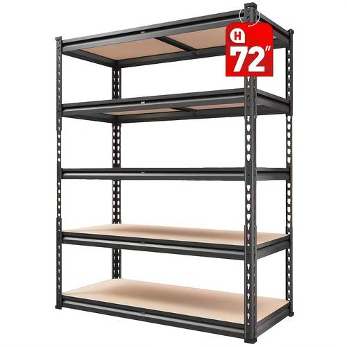 /72 Inch Heavy Duty Storage Shelves - 5-Tier Wide Metal Shelf, 3000 LB Capacity ( 0 LB/Shelf), Adjustable Height Garage Shelving Heavy Duty for Garage, Warehouse, Basement Storage and Organization