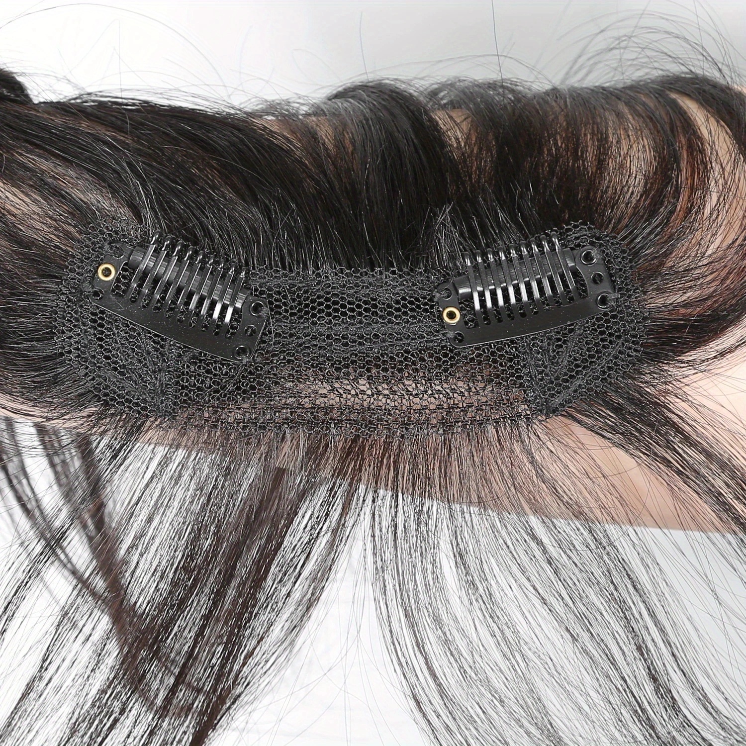 10 inch straight human hair clip in bangs with sideburns hairpiece for women natural look hair extensions     versatile for all light beige tones occasions quick hairstyle change natural   details 7