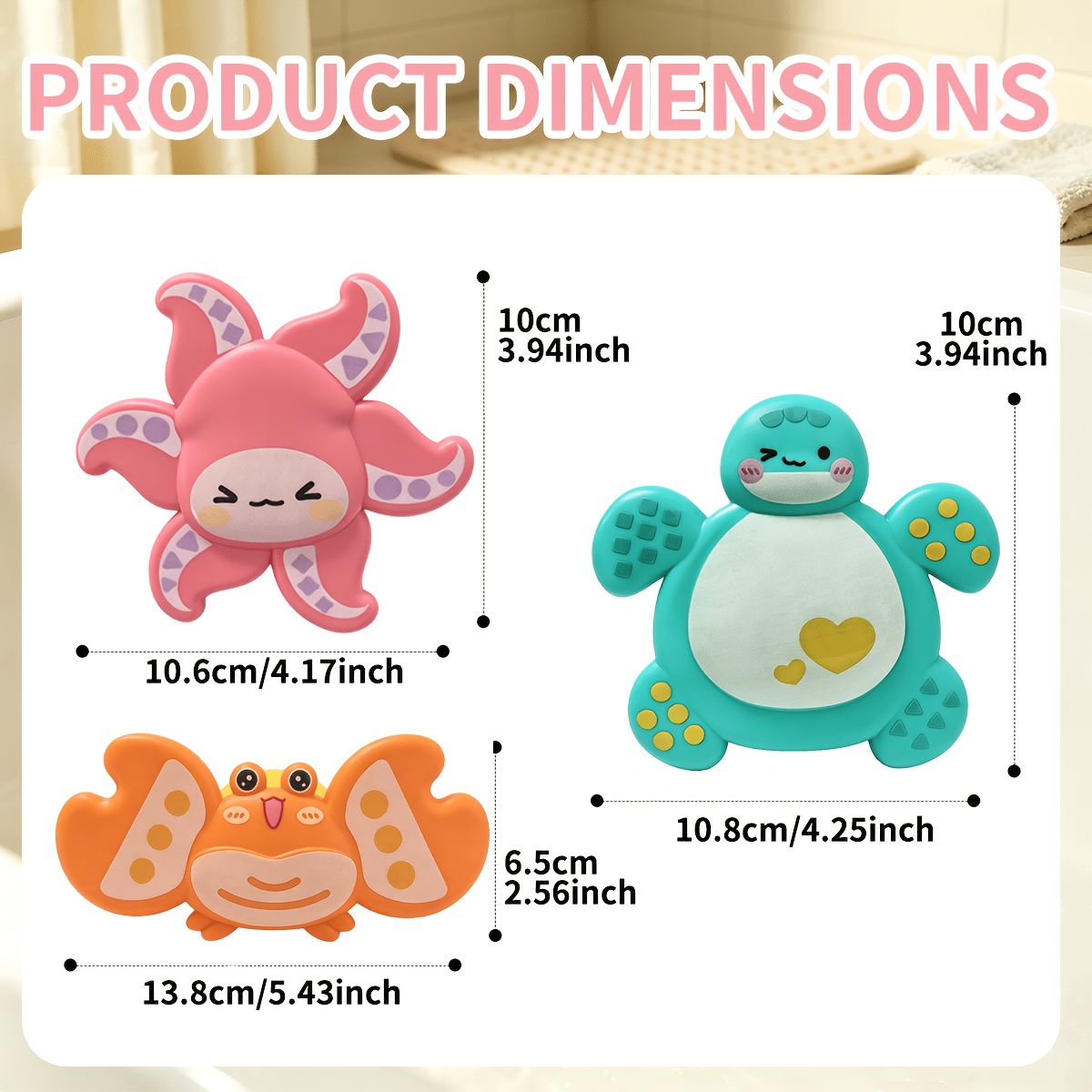 Cartoon Ocean Animal Suction Cup Spinning Toy for Bath