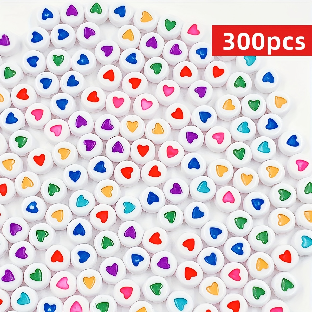 E-shop 7mm 600/300 Stück weiße farbige herzförmige Perlen für Accessoires, geeignet zum Basteln von Armbändern und Halsketten