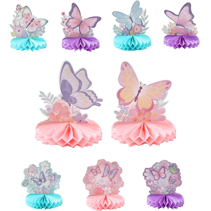 

9pcs Elegant Watercolor Honeycomb Decor Set - Floral Ornaments For Weddings, Showers, Birthdays - No Power Needed, Paper Craft Party Supplies