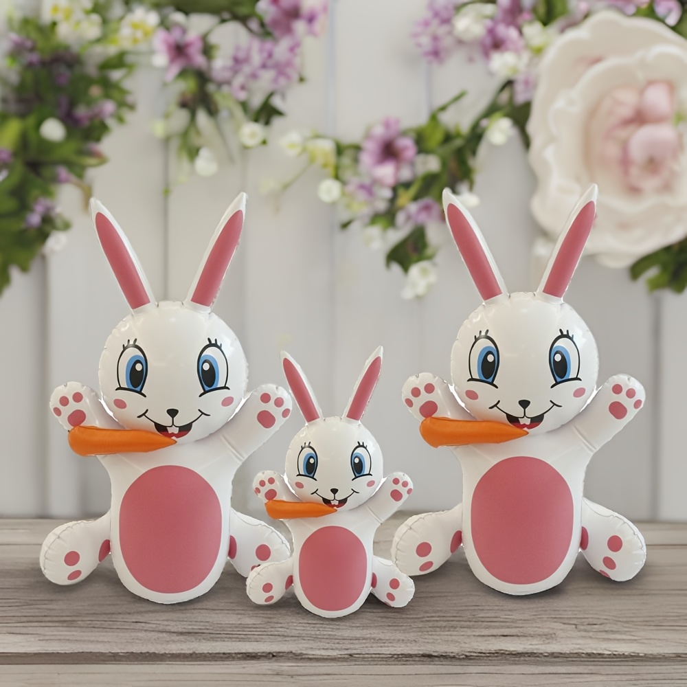 

1pc Easter Bunny Inflatable Decoration, Pvc Outdoor Garden Party Prop, Non-electric Decor, Fit For