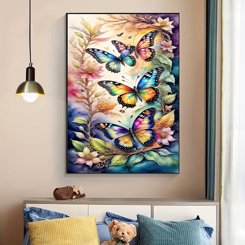 

Large 5d Diy Diamond Painting Kit - Colorful Butterfly Design, Round Gem Art For Beginners, Home Wall Decor Craft, 15.7x27.56 Inches