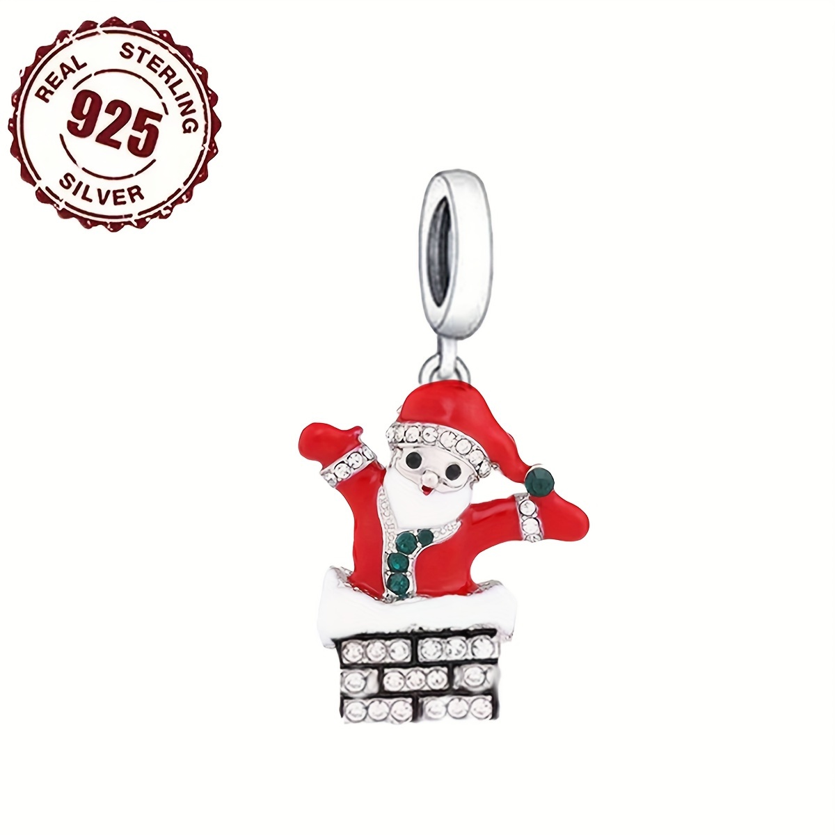 925 Sterling Silver Santa Claus Charm, Christmas Accessory