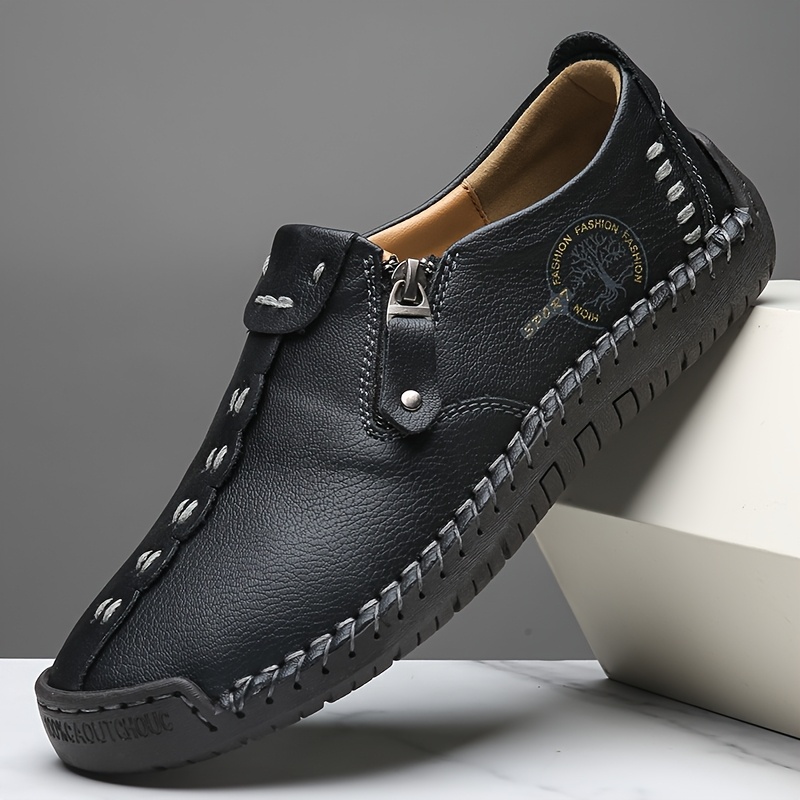 Women's Handmade Casual Loafers, Comfortable Sneakers with Zipper Closure