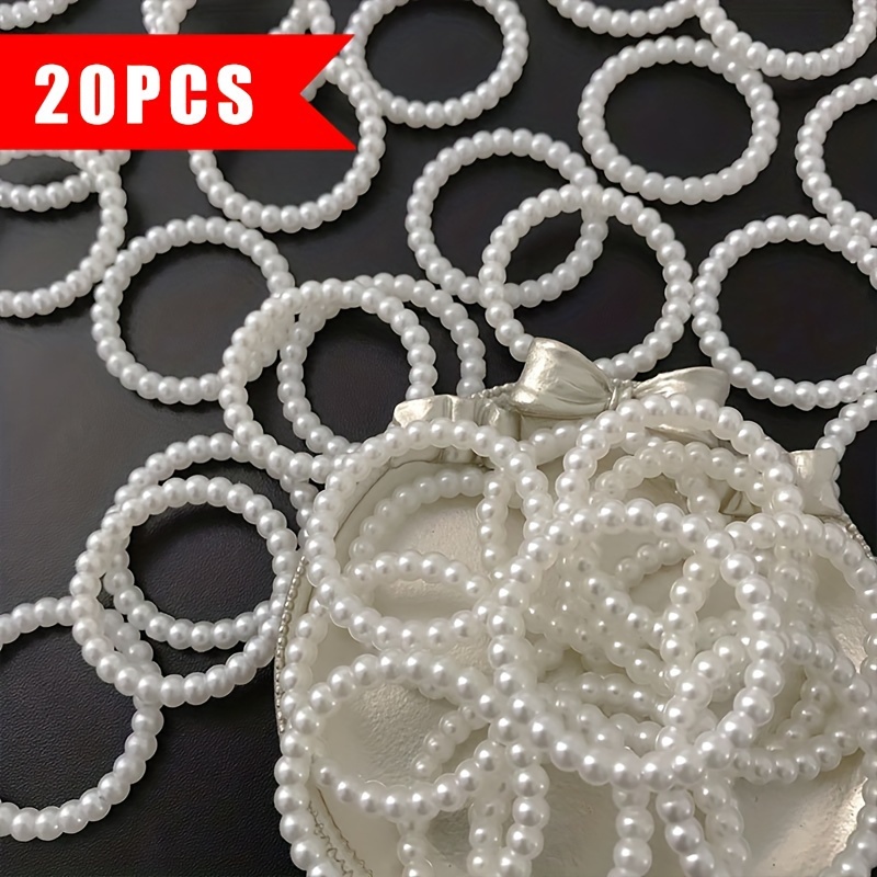 

20pcs Acrylic Pearl Beads Rings - 38mm Round Loop Beads For Diy Phone Cases, Baroque Jewelry Making, And Fashion Accessories