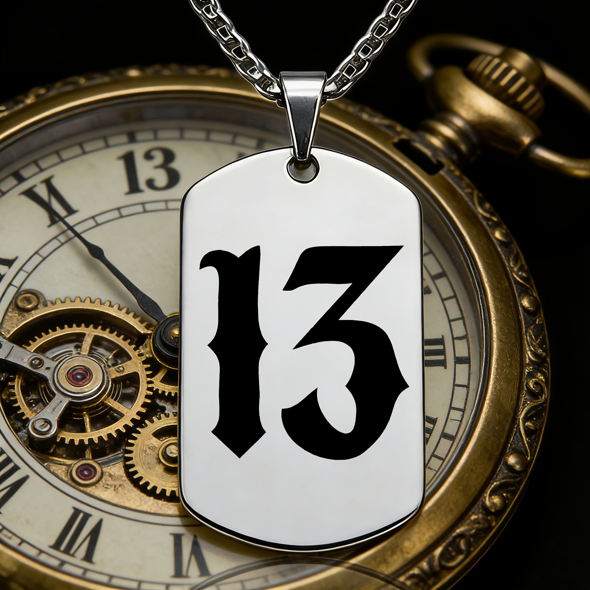 TEMU 1 201 Stainless Steel Necklace, A Gothic Number "13", Is A Dark Style Gift For Unisex Hipsters And Punk Lovers To Wear Day