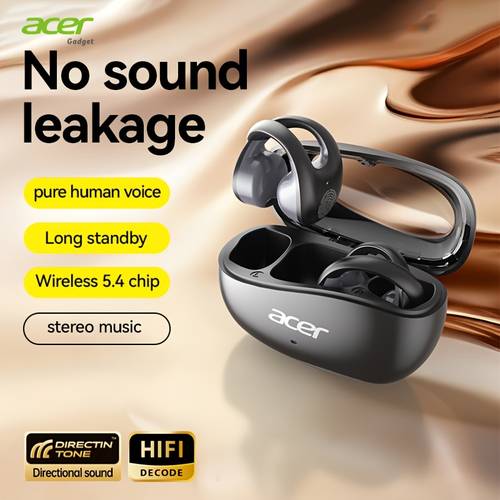 ohr555 open back wireless headphones ear clip on headphones high fidelity stereo high definition microphone with call noise reduction headphones for sports running and cycling ultra long unisex