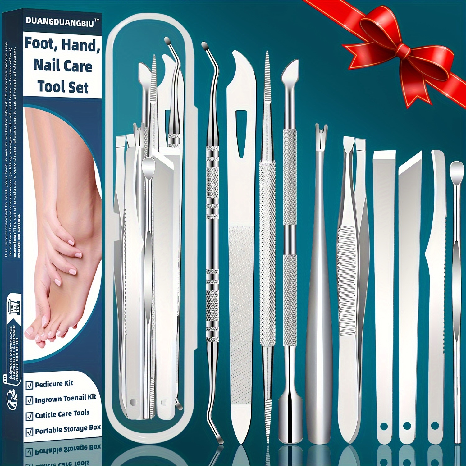 Image of 10pcs Stainless Steel Ingrown Toenail & Cuticle Removal Kit - Odorless Pedicure And Manicure Set, Best Gift, For Foot Clean, Mother's Day Gifts, Duangduangbiu