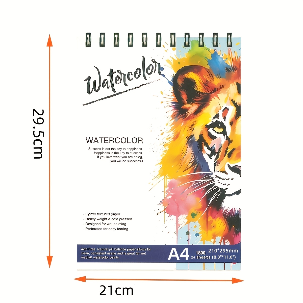 TEMU Large Size Spiral Bound Watercolor Sketchbook, A4 Premium Hardcover Watercolor Paper Pad, Thick Paper Sheets For Drawing & Watercolor Painting,