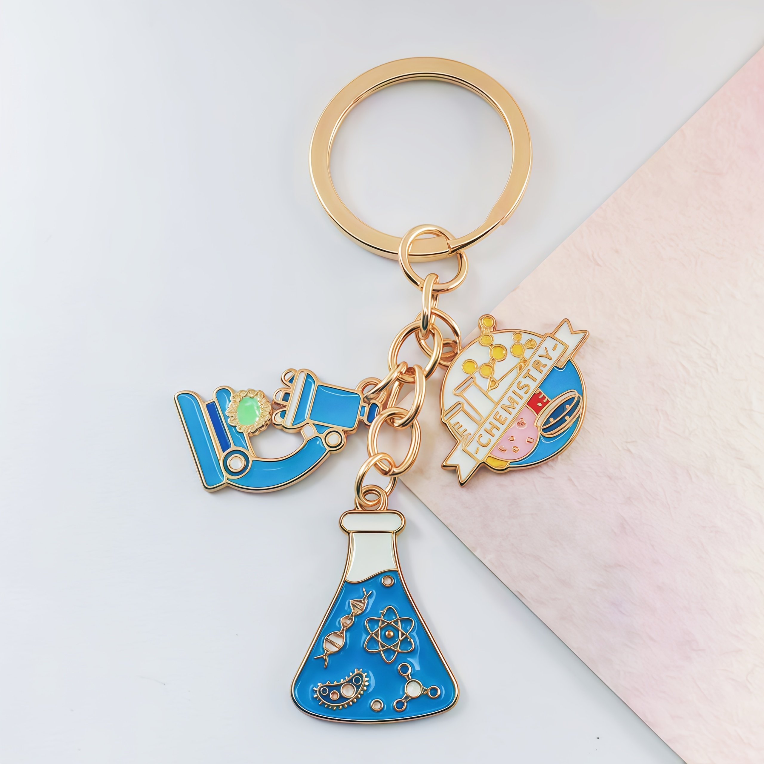 TEMU Set da 1 pz/2 pz Portachiavi Microscopio Molecola Chimica, Portachiavi Attrezzatura da Esperimento Microscopio, Regalo per Studenti, Accessorio,