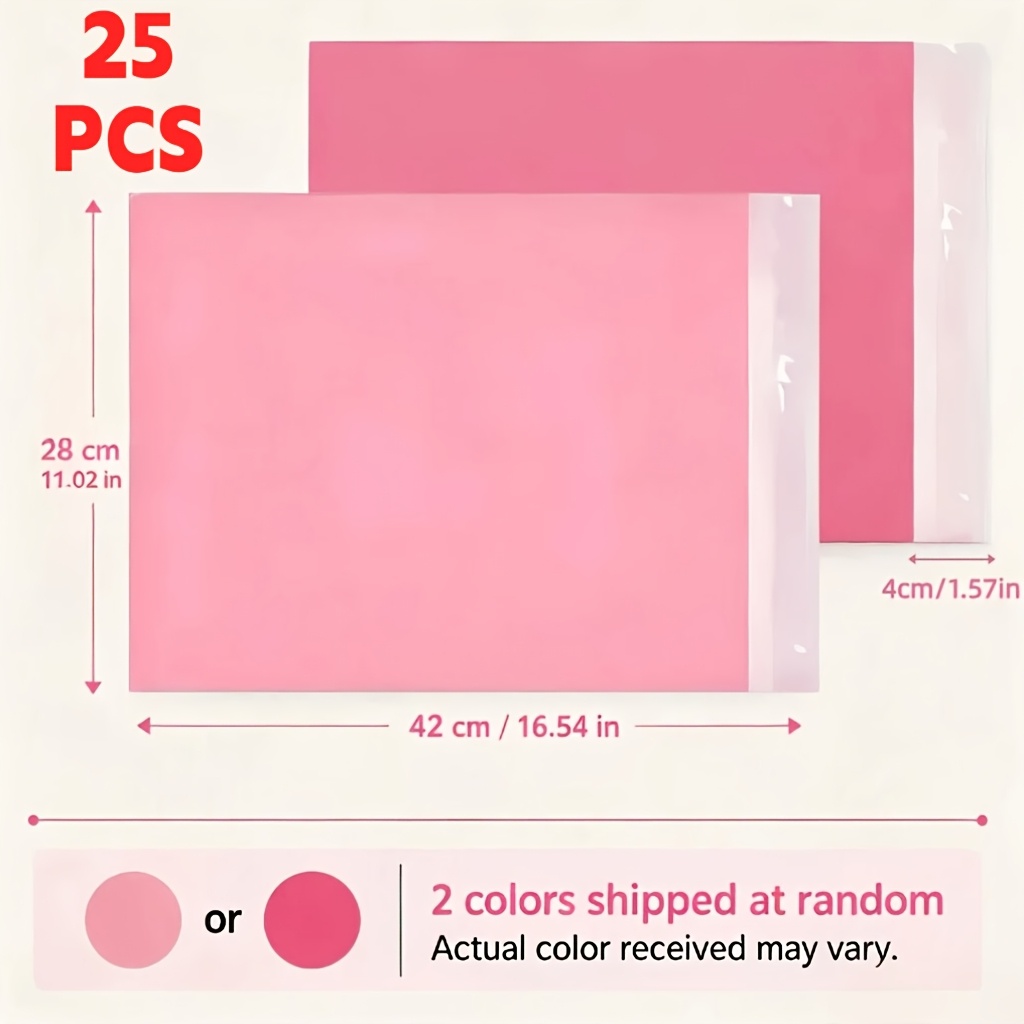 TEMU 75/25 piezas Bolsas de envío rosas ligeramente transparentes, Bolsas de embalaje y almacenamiento, Bolsas de clasificación para y hogar,
