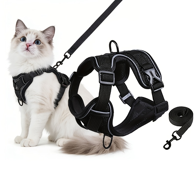 TEMU Suitable For Small Dogs And Cats, 2pcs Set: Cat Harness And Leash, Anti-escape Adjustable Soft Mesh Cat Harness. Suitable For All Types Of Cats.