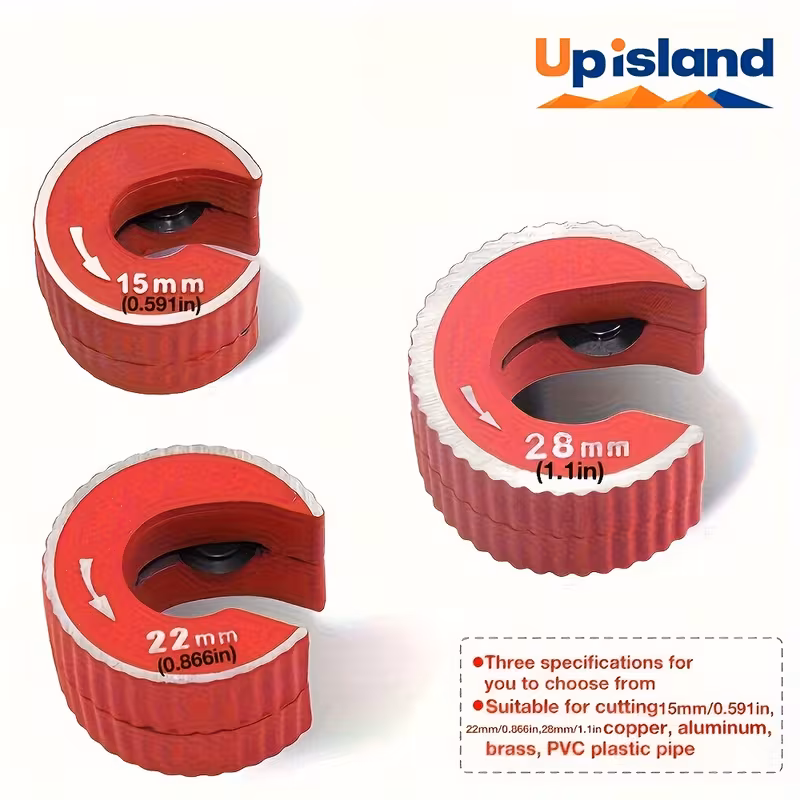 three size 15mm 22mm 28mm self locking round pipe cutter ratchet design for effortless operation removable cuts copper aluminum brass pvc pipes durable construction professional plumbers plumbing projects details 0