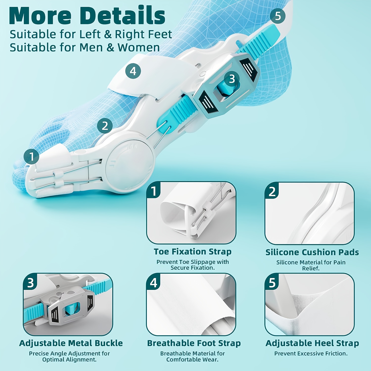 Upgraded Bunion Corrector for Women & Men, Orthopedic Bunions Correction, Adjustable Bunion Splint Suitable for Left/Right Feet Foot Comfort Support