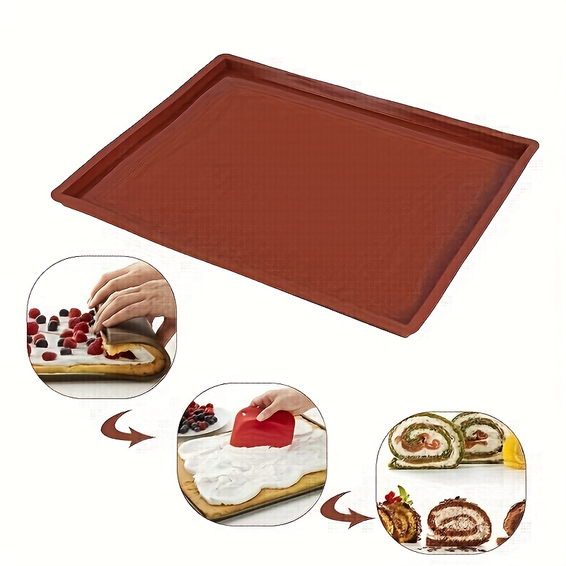 Roll Tray, Roll Cake Flexible Silicone Baking Tray, Silicone Baking Biscuit Tray Baking Tray, Silicone Baking Tray(brown), , Baking Dish