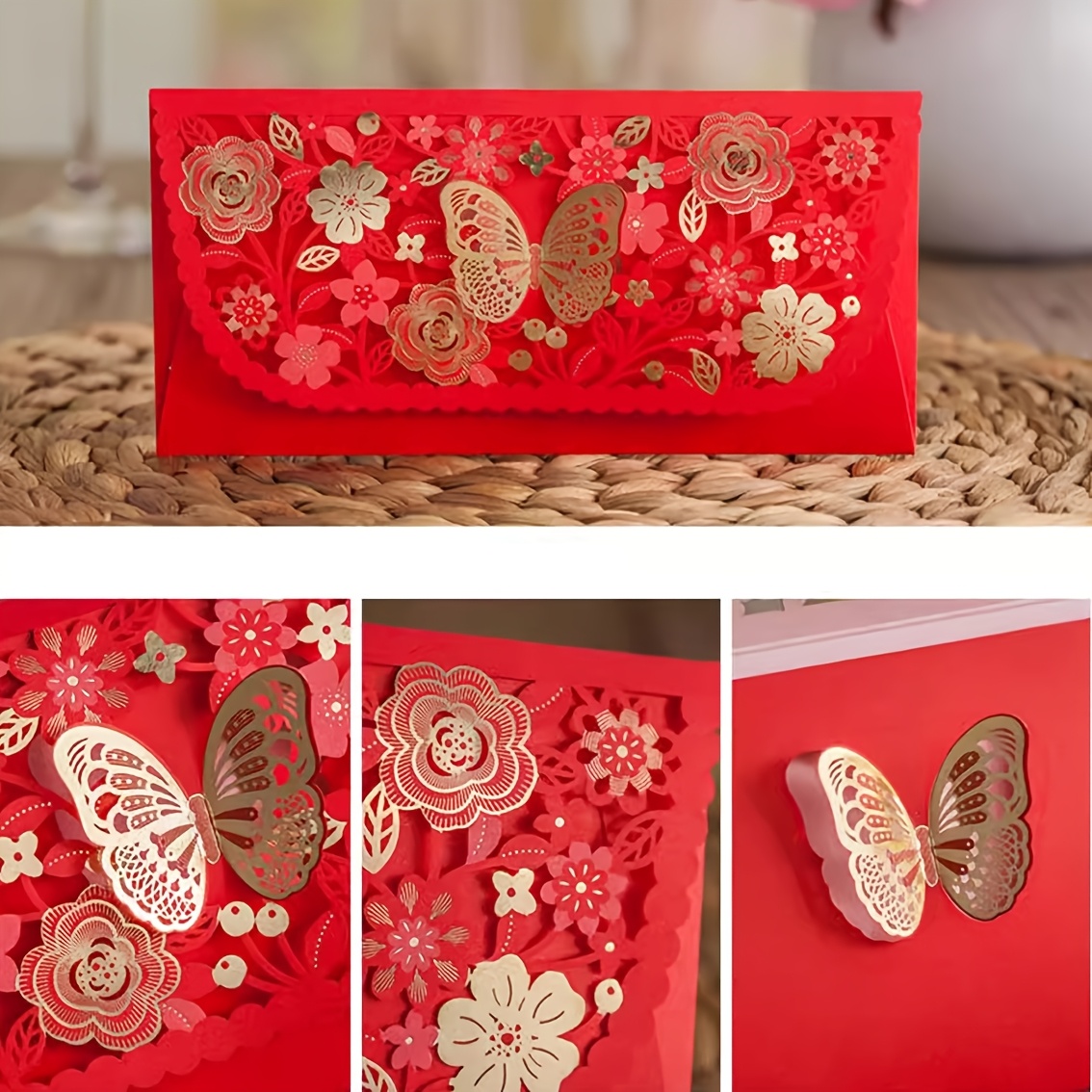 

10-pack Elegant Chinese Red Envelopes - Traditional Gift Bags For Lunar New Year, Weddings, Birthdays | Closure