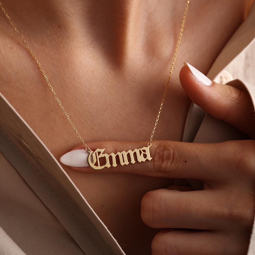 

Personalized Ancient English Letter Name Necklace For Women Jewelry Gift (customied Only English Language)