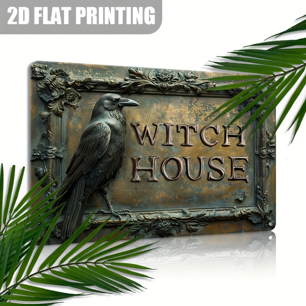 

2d Flat Printed Aluminium Witch House Sign With - 12"x8" (30cm X 20cm) - 100% Aluminium Material, 32% Higher Bending Resistance - Perfect For Halloween, Home, Farmhouse, Porch, Bedroom Decor