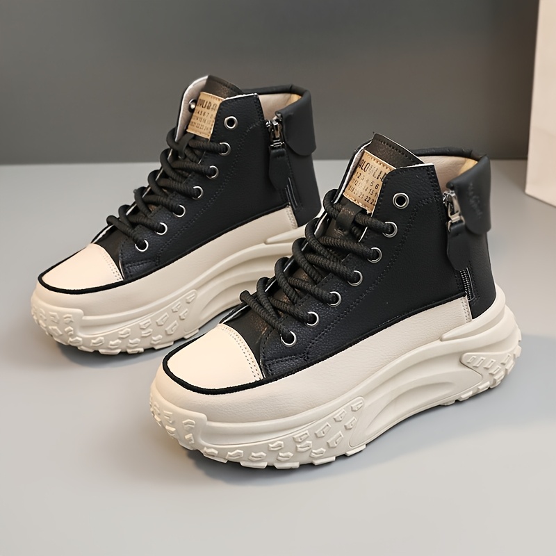 new high top shoes spring autumn round toe thick soled Temu Germany