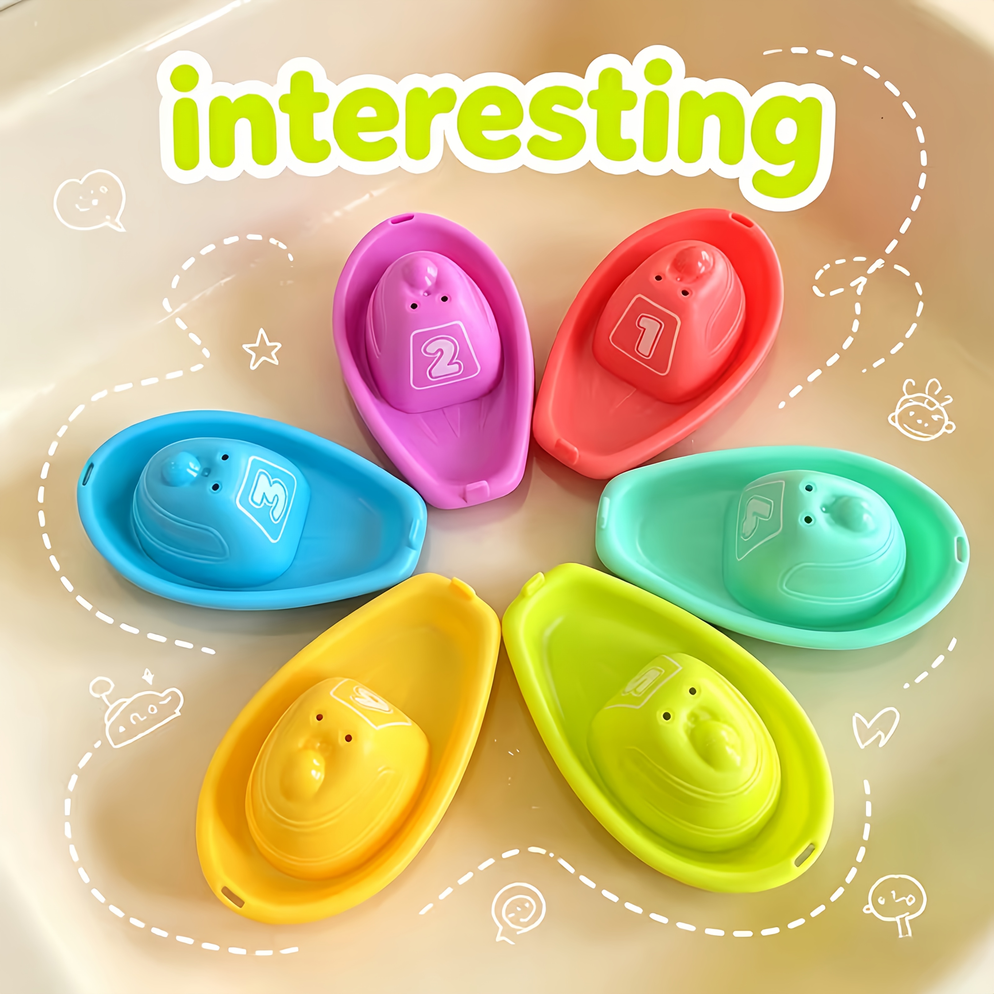 8pcs Colorful Stackable Boats Bath Toys for Kids