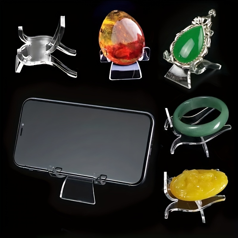 Wood & Brass Mineral Display Stand - Small Holder For Fossils, Gemstones, Crystals, & Seashells