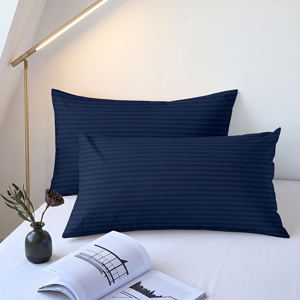 TEMU 2pcs Striped Style Envelope Pillowcases, Pillowcases, Single And Double Pillow Inserts, Suitable For Dormitories, Hotel Pillowcases, Elegant And