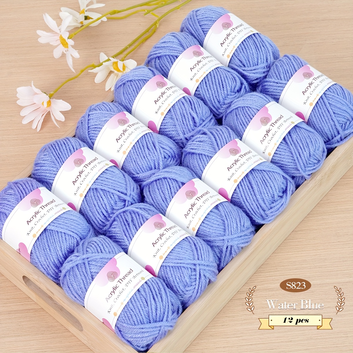 E-shop 12 Stück Acryl-Garnbällchen, 300g/10.58oz, Weich und Bequem in Vielen Farben, 4 Fäden, für Handstrick-DIY Häkel-Pullover, Mützen, Handschuhe,