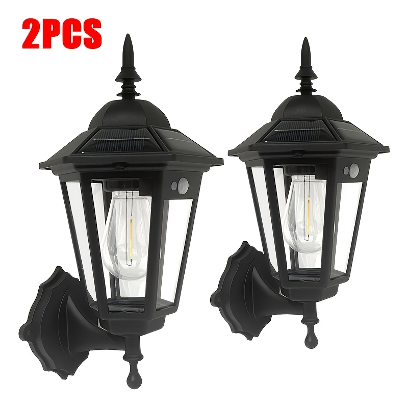 TEMU 1/2 Pack Outdoor Solar Wall Light, Vintage Style Led Porch Light, Ip66 Waterproof, Outdoor Solar Light With Motion Sensor, 3 Lighting , Suitable