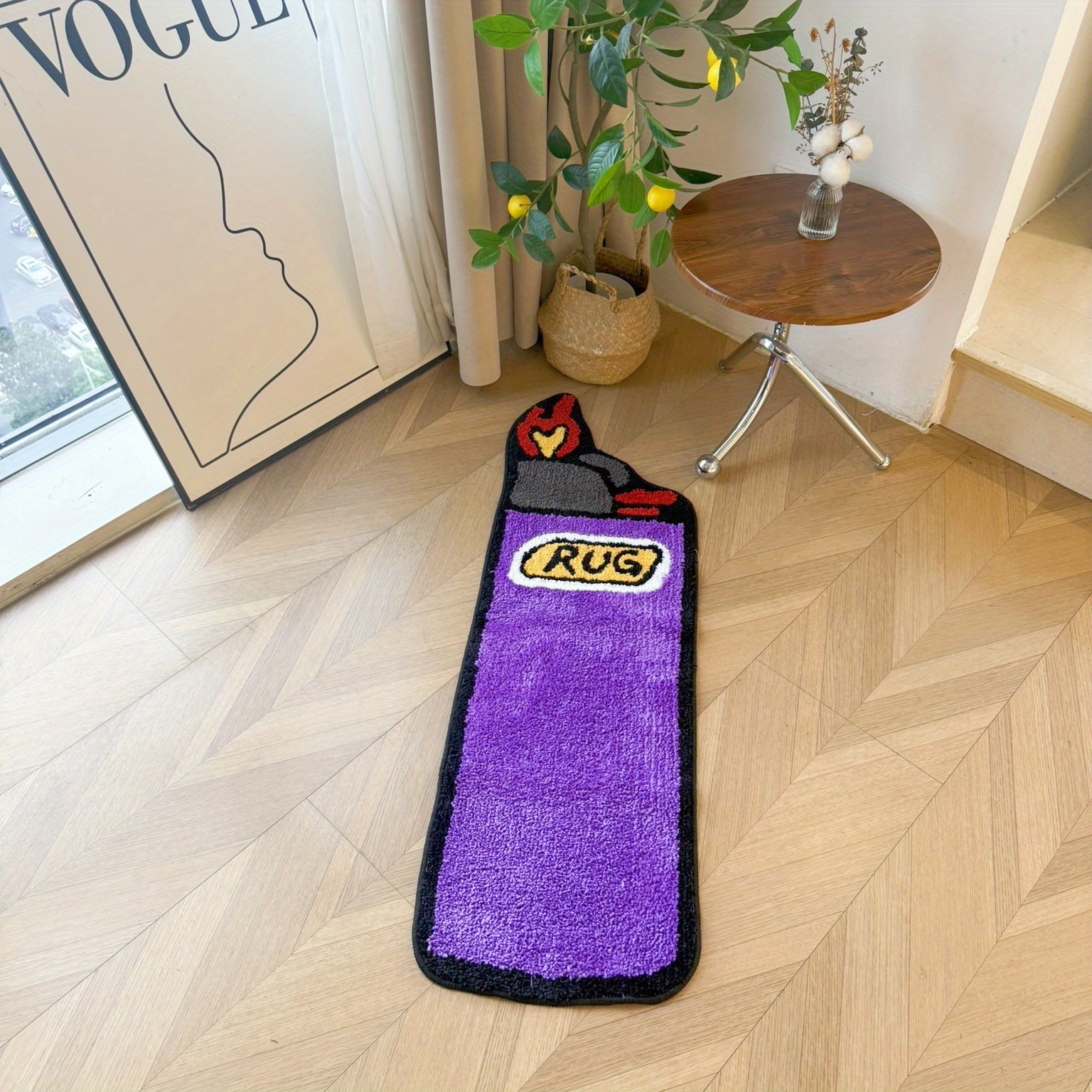 TEMU Purple Lighter 2 Sizes   Flocked Tufted Carpet Set, Portable Lighter & Floor Mat For Daily Use