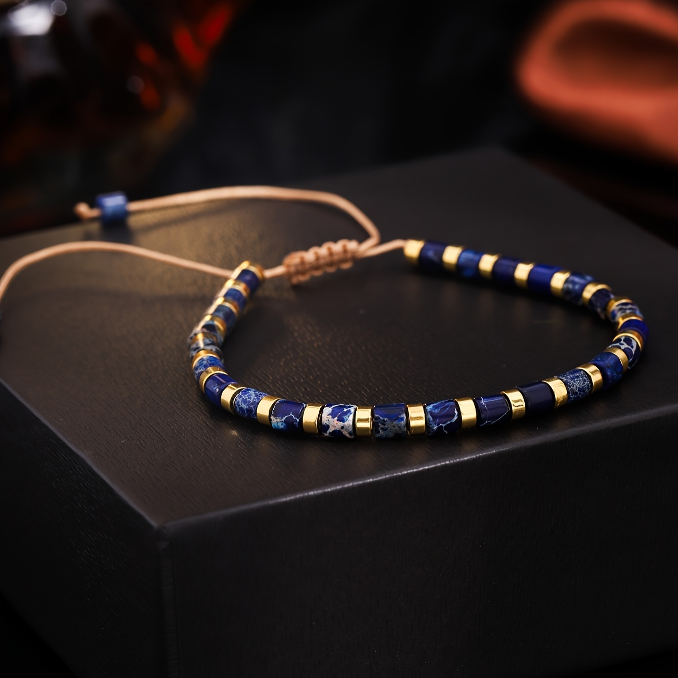 E-shop 1 Stück Herrenarmband, Naturstein Kreis Handgeflochten, Herren Naturstein Armband, Einzigartige Steintextur, Verbessert Temperament Stärke,