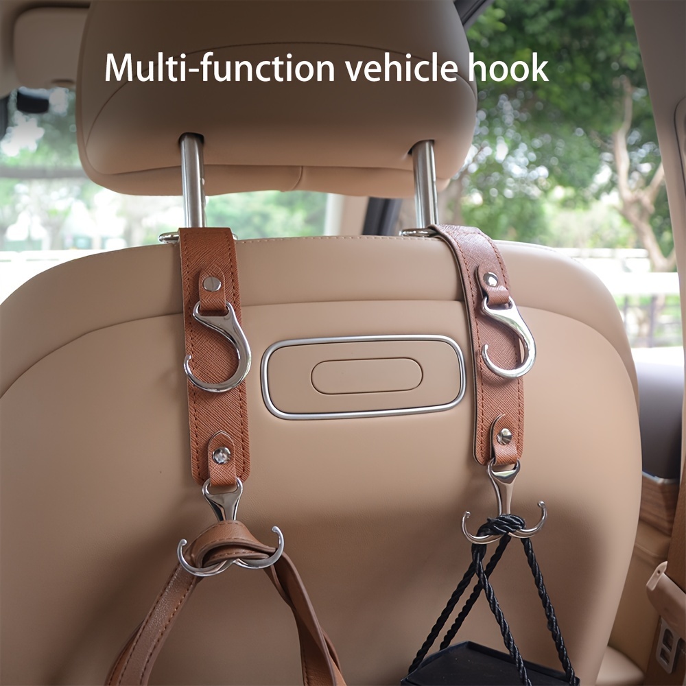 

2pcs Leather Car Seat Back Hooks - Grocery Bags, Coats, Umbrellas & Handbags - Fit Vehicle Accessories