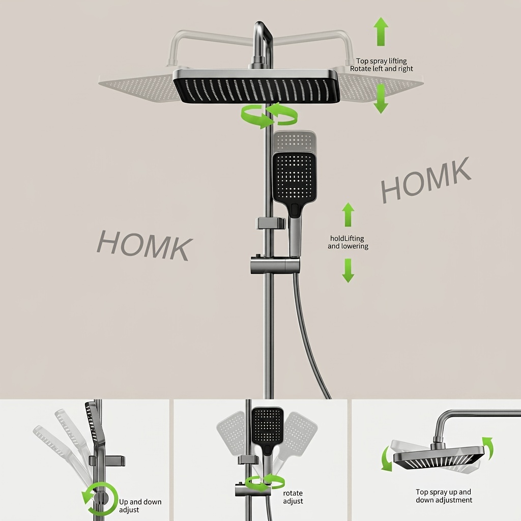 HOMK 4-In-1 Shower Panel System with Rainfall and Waterfall Outlets