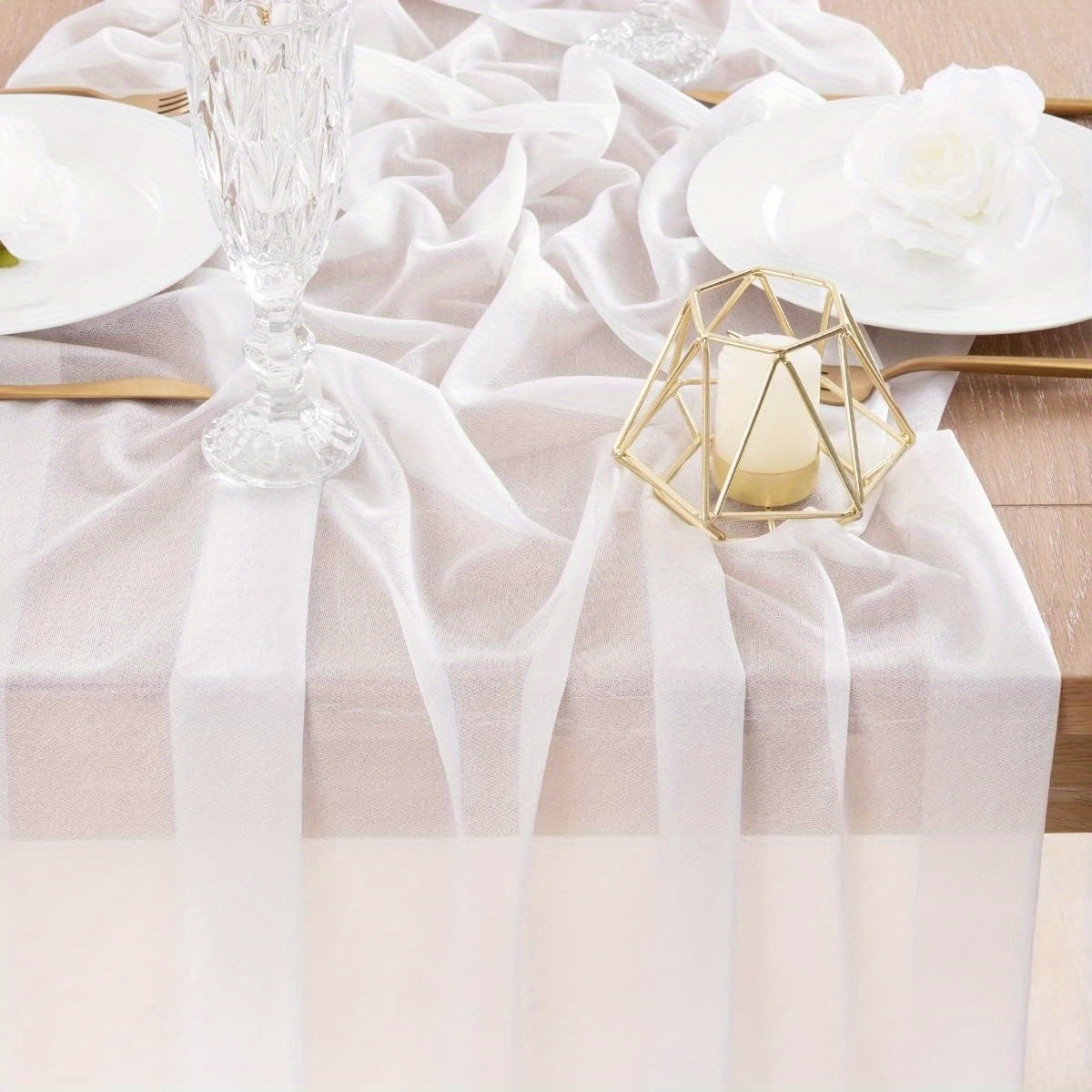 E-shop 1 Stück Dekorativer Eleganter Chiffon-Stoff, Ideal für Hochzeitsbögen, Deckenverzierungen Tischläufer – Transparenter -Hintergrund, für