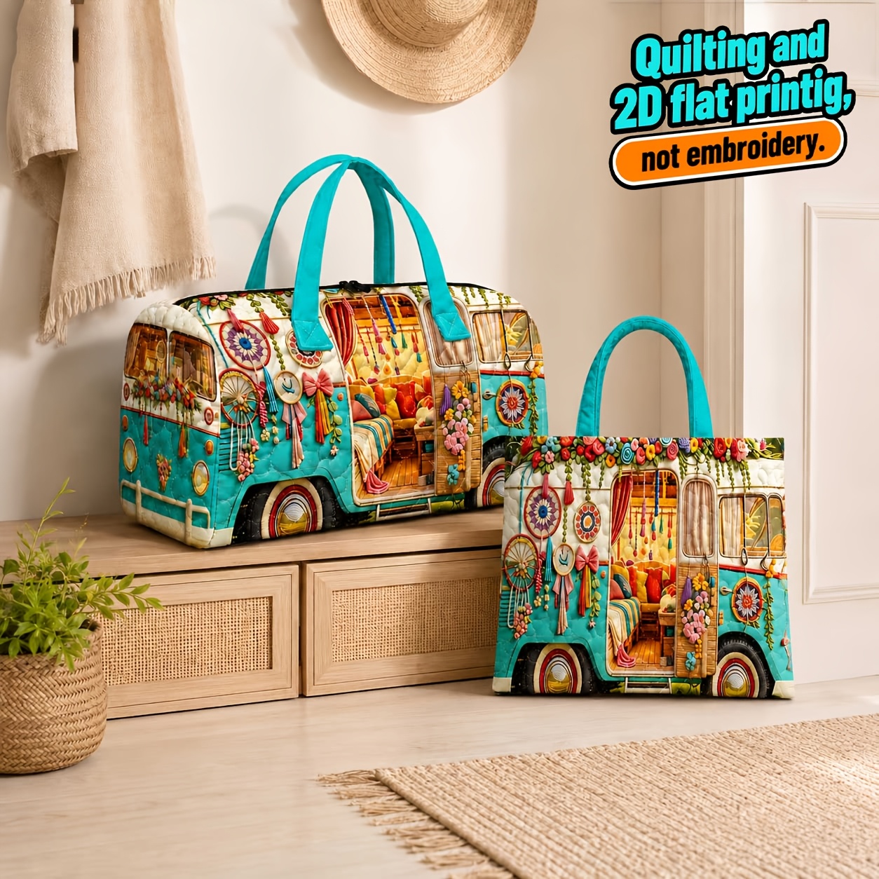 TEMU Printed Design - Not Textured, 2pcs Women's Tote Bags, Travel Bags And Tote Bag Sets, Shoulder Luggage Organizers, Bags, Travel Storage Bags