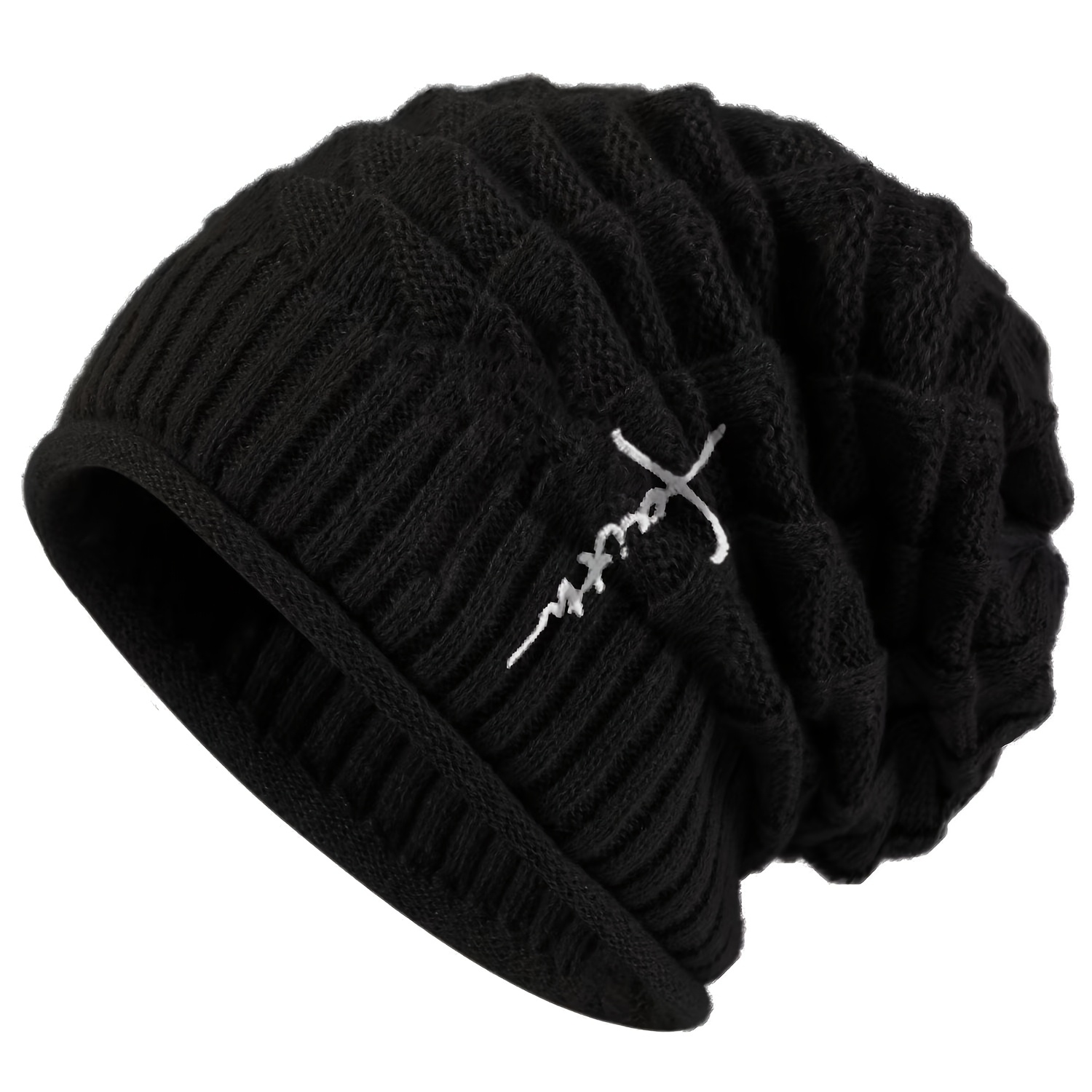 Image of Fashionable Cross-embroidered Beanie For Women, Warm, Windproof, Soft, Comfortable, And Stretchy For Autumn And Winter, The Perfect Birthday Gift