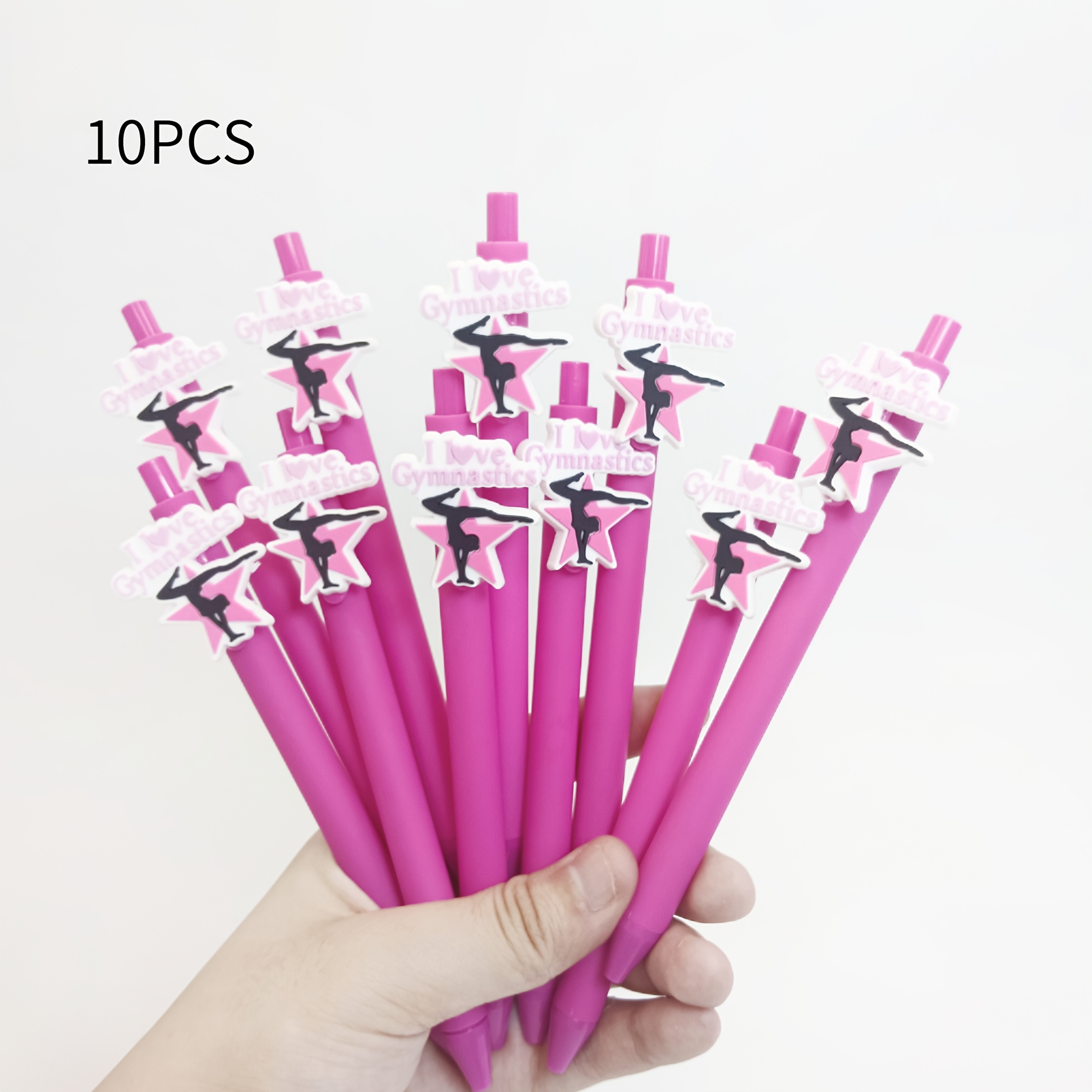 5-10pcs Sports Gymnastics Sticker Pens, Rose Ballpoint Pens, Creative Gift Pens