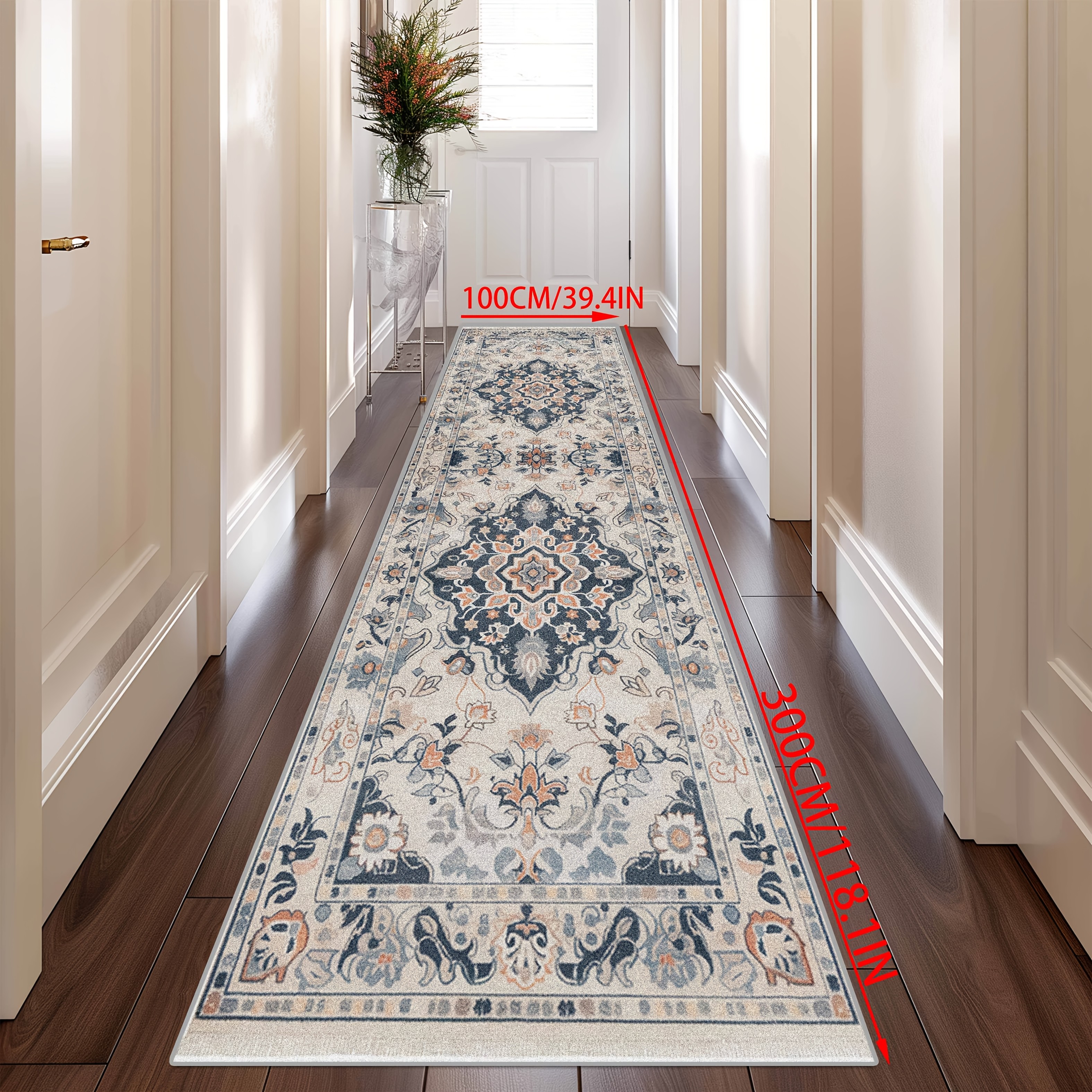 TEMU Golden Diamond 1pc, Abstract Art Design Gray Premium Indoor Runner Mat, Aesthetic Home Decor Long Strip Mat For Villa Balcony Hallway, Machine