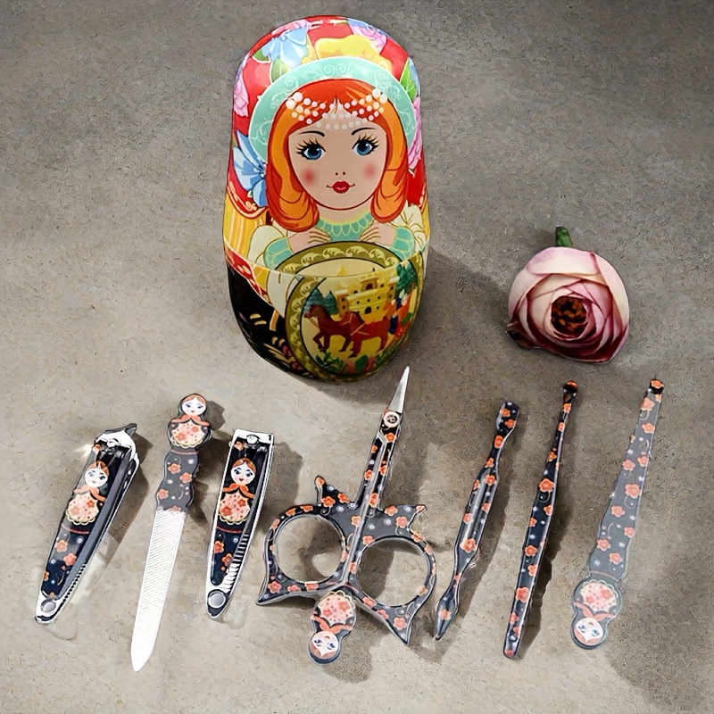 

Russian Nesting Doll Design Manicure Care Set, Cuticle Nippers And Cutter Kit, Professional Nail Clippers Pedicure Kit